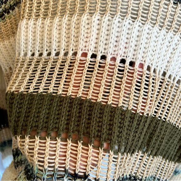 Love At First Find Cream & Green Stripped knit sweater - Picture 6 of 7